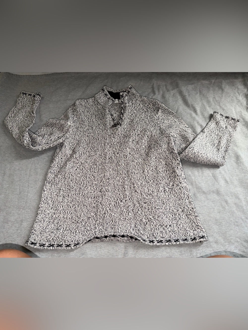 Marled Knit Pullover Sweater - Gray/Black